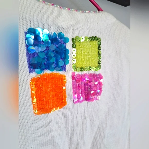 Berek By Takako Sakon 1980’s  Sequin Beaded Boho Sweater Cardigan Sz Small RARE - Picture 8 of 12